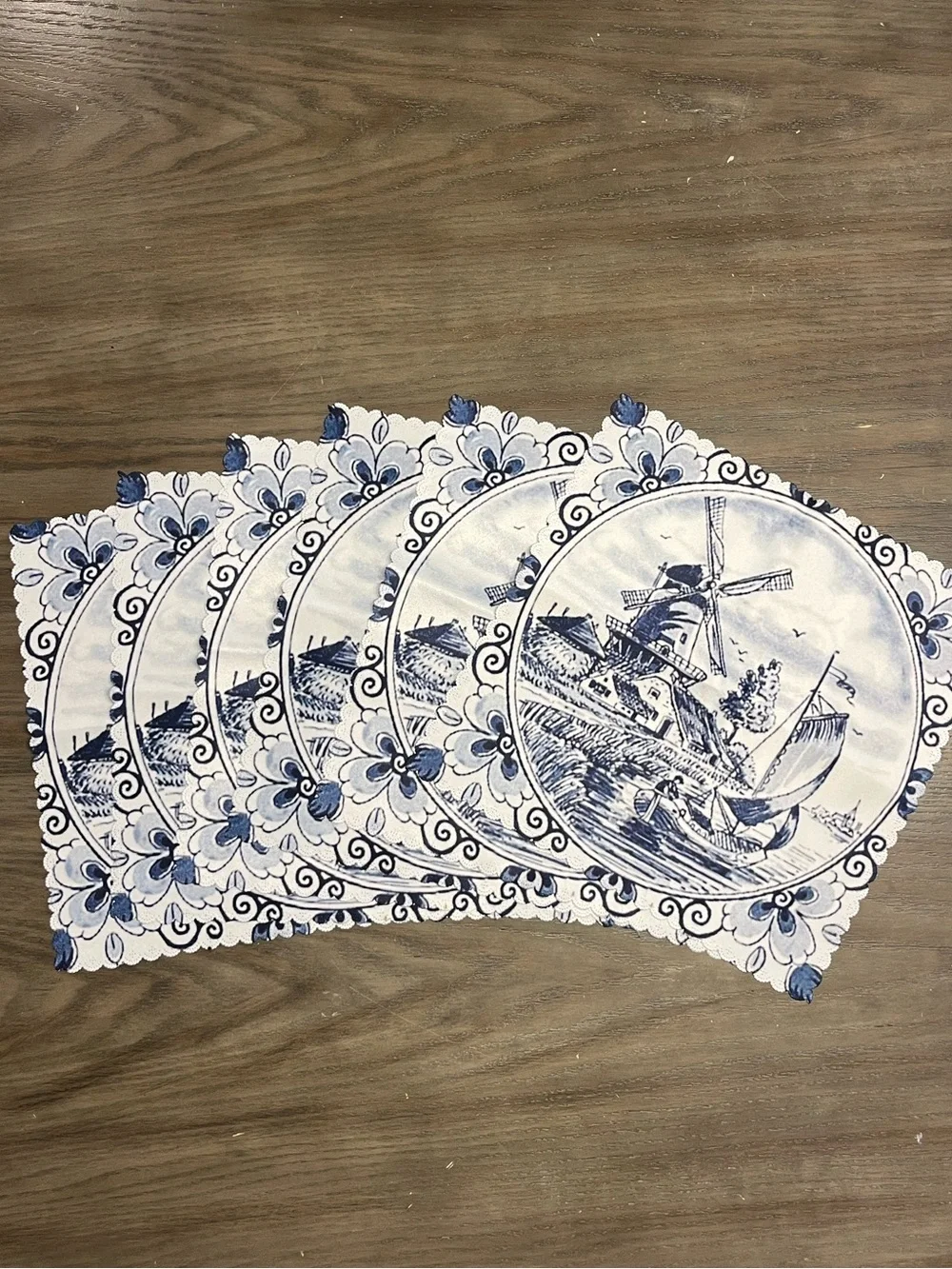Delft Blue Windmill Placemats x Set of 6